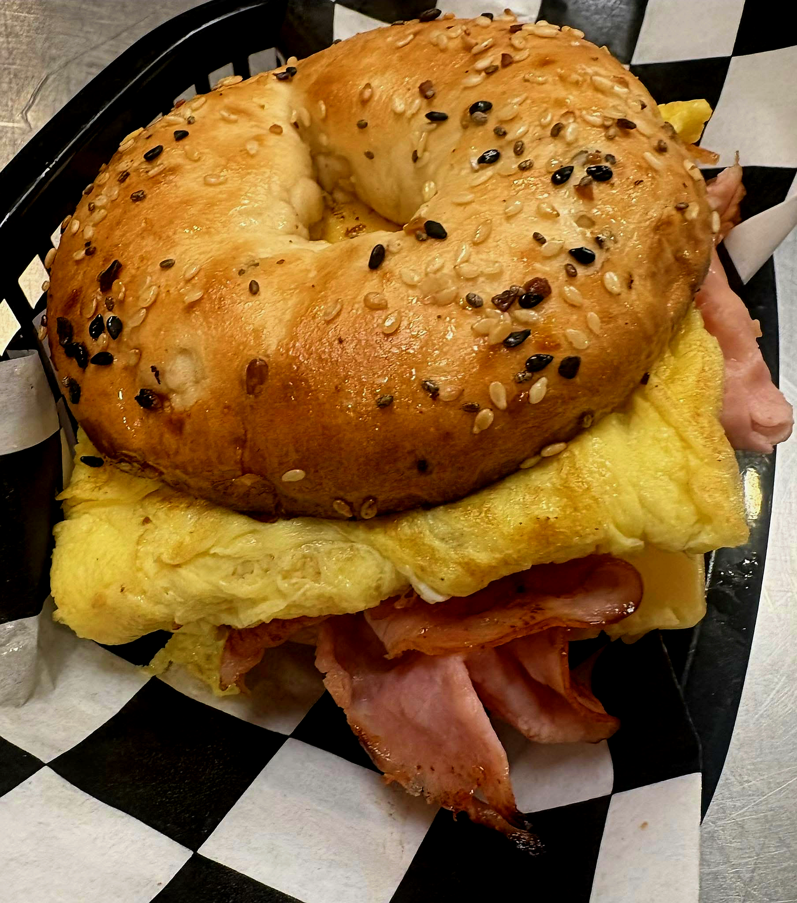 Breakfast bagel sandwich